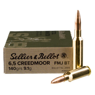 Sellier & Bellot 6.5 Creedmoor Ammunition 500 Rounds FMJ-BT 140 Grain