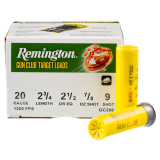 Remington Gun Club 20 Gauge Ammunition 250 Rounds 2.75" #9 Lead .875oz