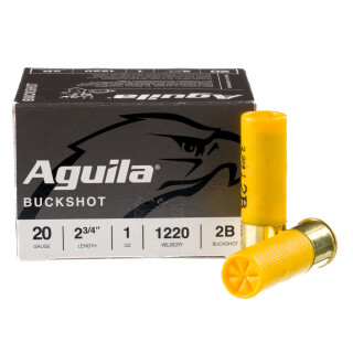 Aguila Ammunition 20 Gauge Shotshell 25 Rounds 2 3/4" #2 Buck Lead 1 Ounce