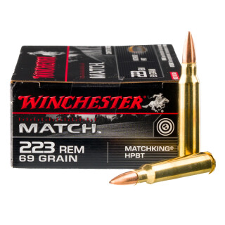 Winchester Match .223 Remington Ammunition 20 Rounds MatchKing BTHP 69 Grain