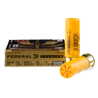Federal Personal Defense 20 Gauge Shotshell 250 Rounds 2-3/4" #2 Buck 10 Pellets