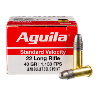 Aguila Standard Velocity .22 Long Rifle Ammunition 50 Rounds 40 Grain Lead Solid Point 1130fps
