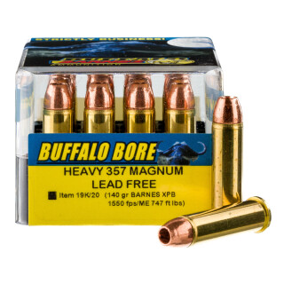 Buffalo Bore .357 Magnum Ammunition 20 Rounds XPB Copper HP 140 Grain Lead Free