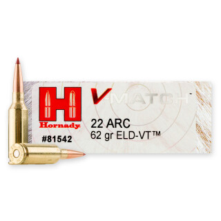 Hornady V-Match .22 ARC Ammunition 20 Rounds ELD-VT 62 Grain