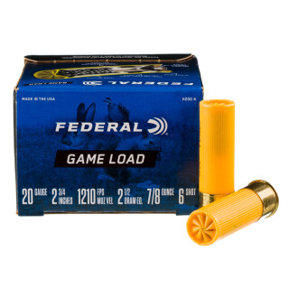 Federal Game Load Upland  20 Gauge Shotshell 250 Rounds 2-3/4" #6 Shot 7/8 Ounce