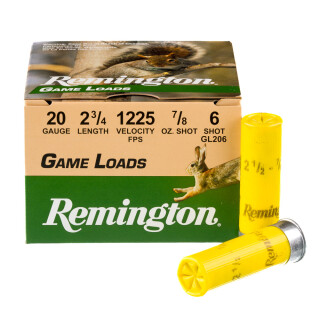 Remington Game Loads 20 Gauge Shotshell 250 Rounds 2 3/4" #6 Lead 7/8 Ounce GL206