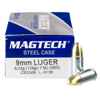 Magtech Steel 9mm Luger Ammunition 50 Rounds FMJ 124 Grains *STEEL CASES*