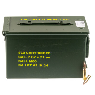 Igman 7.62 NATO Ammunition 560 Round Ammo Can M80 FMJ 147 Grain