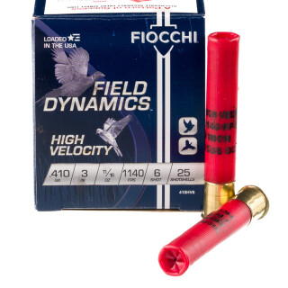 Fiocchi .410 Bore Shotshell 25 Rounds 3" #6 Lead Shot 11/16 oz. 410HV6