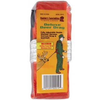 Hunters Specialties Deluxe Deer Drag Adjustable Body Harness with Rope Safety Orange 02019