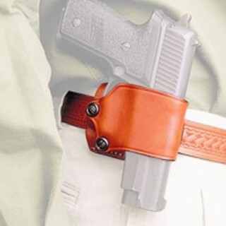 The DeSantis Yaqui Slide Large Frame Double Action Semi Automatic Pistols Belt Slide OWB Holster Right Hand Leather Tan
