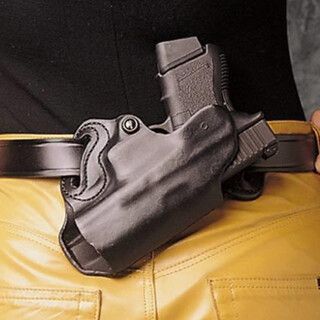 DeSantis Small of Back Holster for Glock 17/19/36 Ruger SR9/40 and Similar OWB Belt Holster Right Hand Leather Black