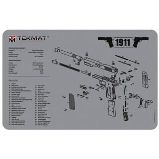 TekMat 1911 Pistol Armorer's Bench Mat 11"x17" Fabric/Neoprene Gray