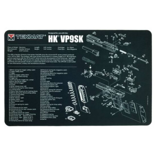 TekMat Heckler & Koch HK VP9SK Armorer's Bench Mat 17"x11"x1/8" 3mm Thick Non-Skid Neoprene Back Water Proof/Oil Resistant/Washable Black Finish