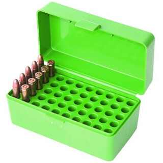 MTM Case-Gard R-50 Series Flip Top Rifle Ammo Box .22 Hornet/.30 Carbine Rifle 50 Rounds Green 22-HORN-10