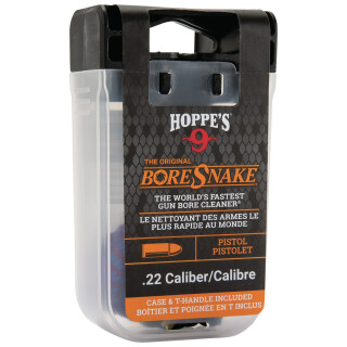 Hoppe's No. 9 Boresnake Snake Den .22 Caliber Pistol Length Pull Thru Bore Cleaning Rope with Bronze Brush and Carry Case with Pull Handle Lid