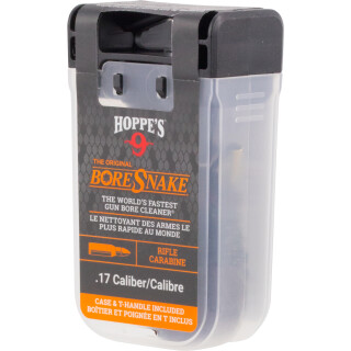 Hoppe's No. 9 Boresnake Snake Den .17/.20 Caliber Pistol Length Pull Thru Bore Cleaning Rope with Bronze Brush and Carry Case with Pull Handle Lid