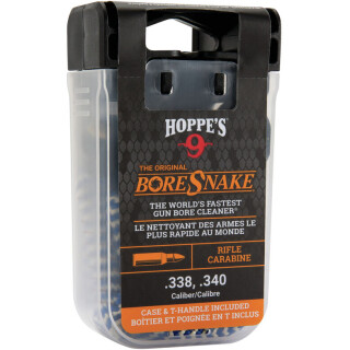 Hoppe's No. 9 Boresnake Snake Den .338/.340 Caliber Rifle Length Pull Thru Bore Cleaning Rope with Bronze Brush and Carry Case with Pull Handle Lid