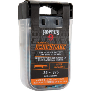 Hoppe's No. 9 Boresnake Snake Den .35/.375 Caliber Rifle Length Pull Thru Bore Cleaning Rope with Bronze Brush and Carry Case with Pull Handle Lid