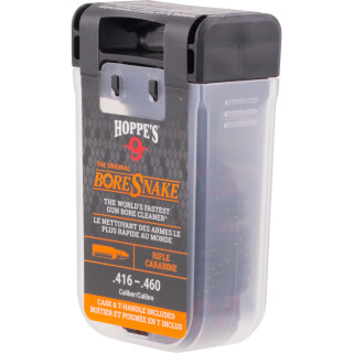 Hoppe's No. 9 Boresnake Snake Den .416/.44/.45/.460 Caliber Rifle Length Pull Thru Bore Cleaning Rope with Bronze Brush and Carry Case with Pull Handle Lid