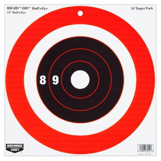Birchwood Casey Rigid 12" Bull's Eye DH Paper Target Indoor/Outdoor White 10 Pack 37211