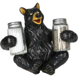 River's Edge Products Bear Holding Salt And Pepper Shaker Set Glass 546