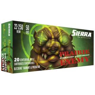 Sierra Prairie Enemy .22-250 Remington Ammunition 20 Rounds Blitzking 50 Grain