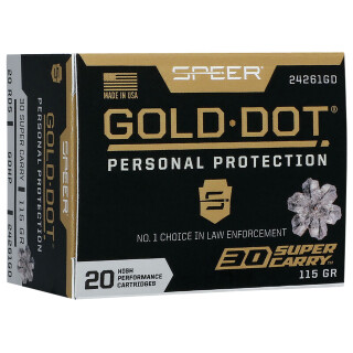 Speer Gold Dot .30 Super Carry Ammunition 20 Rounds GDHP 115 Grain