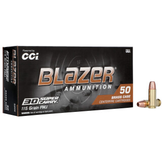 CCI Blazer Brass .30 Super Carry Ammunition 50 Rounds FMJ-FN 115 Grain