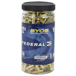 Federal Champion BYOB .22LR Ammunition 36 Grain Copper Plated Hollow Point 1260fps 450 Rounds