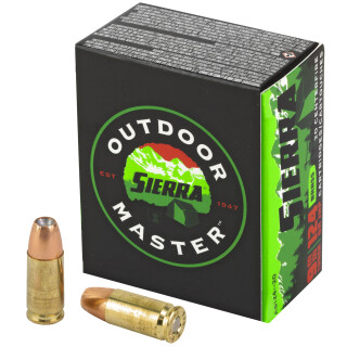 Sierra Outdoor Master 9mm Luger Ammunition 20 Rounds Sports Master JHP 124 Grain