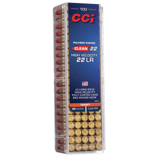 CCI Clean-22 .22 Long Rifle Ammunition 100 Rounds Polymer Coated LRN 40 Grain High Velocity