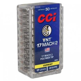 CCI Varmint .17 Hornady Mach 2 Ammunition 50 Rounds 17 Grain Speer Polymer Tip VNT Projectile 2010fps