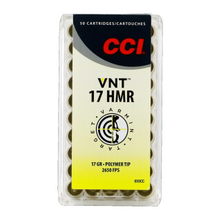 CCI VNT .17 HMR Ammunition 50 Rounds 17 Grain Speer VNT Polymer Tip Projectile 2650fps