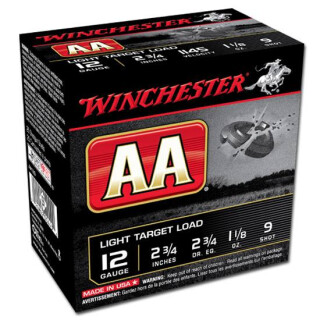 Winchester AA Light 12 Gauge Shotshell 250 Rounds 2 3/4" #9 Lead 1 1/8 Ounce