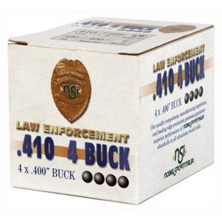 NobelSport Law Enforcement .410 Bore Ammunition 25 Rounds 3" .4" Buck 4 Pellets 820fps