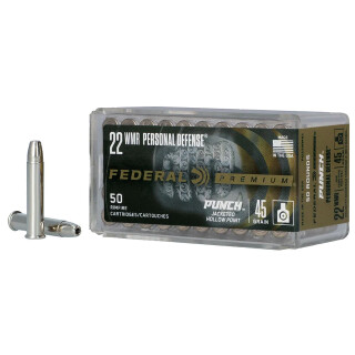 Federal Punch Defense .22 WMR Ammunition 50 Rounds JHP 45 Grain