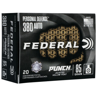 Federal Punch Defense .380 ACP Ammunition 20 Rounds JHP 85 Grain