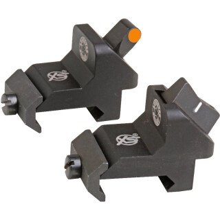 XS Sights XTI2 Offset Iron Sights With Bright Orange Front Sight and White Stripe Adjustable Rear Sight Picatinny Rail Mount Steel Matte Black AR-0008-1N 