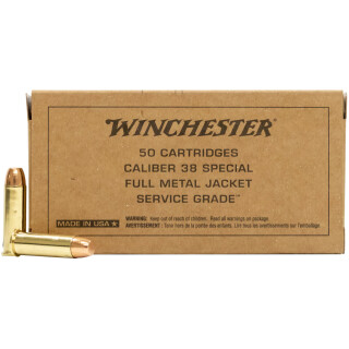 Winchester Service Grade .38 Special Ammunition 50 Rounds 130 Grain FMJ FN 800fps