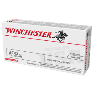 Winchester USA .300 AAC Blackout Ammunition 20 Rounds FMJ 147 Grain