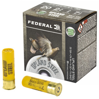 Federal Upland Steel 20 Gauge Ammunition 25 Rounds 2-3/4" #7.5 3/4 Ounce Steel Shot 1500 fps