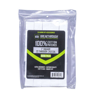 Breakthrough Clean Technologies Square Cotton Patches 1" .22 to .243 Caliber 200 Pieces