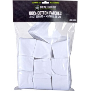 Breakthrough Clean Technologies Square Cotton Patches 2-1/2" .45 to .58 Caliber 50 Pieces