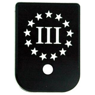 CruxOrd Magazine Base Plate for Glock Three Percent Flag Aluminum Black