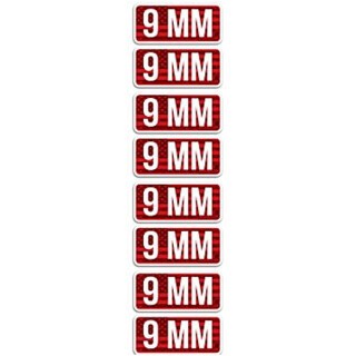 MTM Ammo Caliber Labels 9mm 8 Pack 2.25"x1.08" Red and White