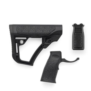Daniel Defense AR-15 Furniture Kit Buttstock/Pistol Grip/M-LOK Vertical Foregrip Combo Mil-Spec Diameter Compatible Polymer Black Finish