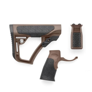 Daniel Defense AR-15 Furniture Kit Buttstock/Pistol Grip/M-LOK Vertical Foregrip Combo Mil-Spec Diameter Compatible Polymer Mil Spec+(Brown) Finish