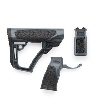 Daniel Defense AR-15 Furniture Kit Buttstock/Pistol Grip/M-LOK Vertical Foregrip Combo Mil-Spec Diameter Compatible Polymer Tornado Gray Finish