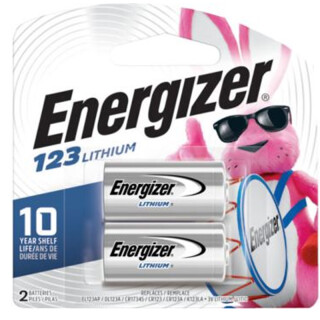 Energizer Lithium Battery CR123 3 Volt 2 Pack